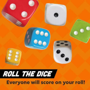 The frantic dice rolling game that everyone plays at once! For ages 8+, 2-5 players