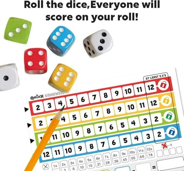 The frantic dice rolling game that everyone plays at once! For ages 8+, 2-5 players