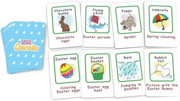 Easter Bunny Charades for Kids Ages 6+, a Fun Easter-themed Game - 80 Acting Choices - Family Board Game Night Favorite