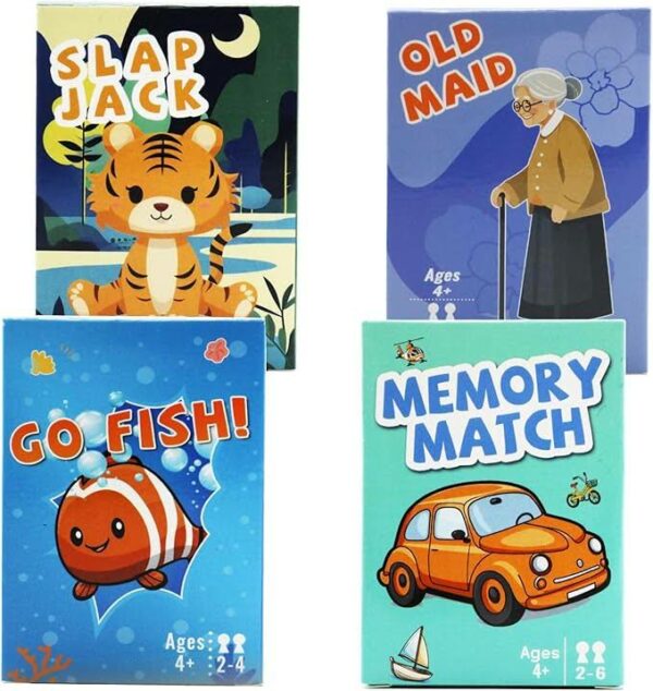 Go Fish, Slap Jack and Memory Classic Games - 4 Decks in 1 Pack